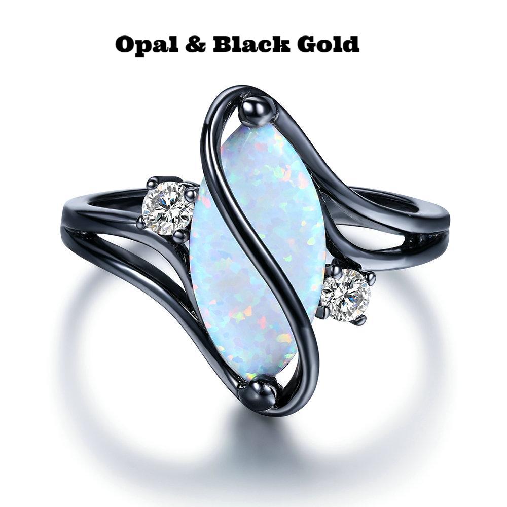 Opal & Black Gold Ring