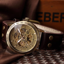 SHENHUA Mechanical Steampunk Watch with Leather Strap