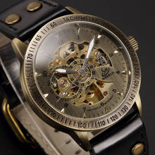 SHENHUA Mechanical Steampunk Watch with Leather Strap