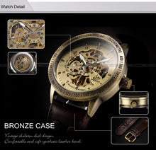 SHENHUA Mechanical Steampunk Watch with Leather Strap