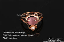Opal Cat's Eye Stone Simulated Pearl Ring