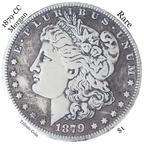 One Troy Ounce .999 Silver Clad 1879-P-O-S-CC Morgan Silver Dollar Copy Coin