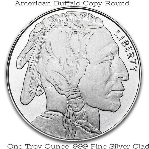 American Buffalo Copy Round One Troy Ounce .999 Fine Silver Clad....2pcs/lot