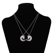 Mother Daughter Heart Silver Necklace "I Love You To The Moon and Back" (2 pcs 1 set) Special Offer