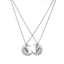 Mother Daughter Heart Silver Necklace "I Love You To The Moon and Back" (2 pcs 1 set) Special Offer