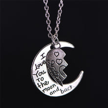 Mother Daughter Heart Silver Necklace "I Love You To The Moon and Back" (2 pcs 1 set) Special Offer