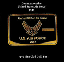Commemorative F-16 Fighting Falcon 24K .999 Gold Clad Bar