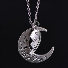 Mother Daughter Heart Silver Necklace "I Love You To The Moon and Back" (2 pcs 1 set) Special Offer