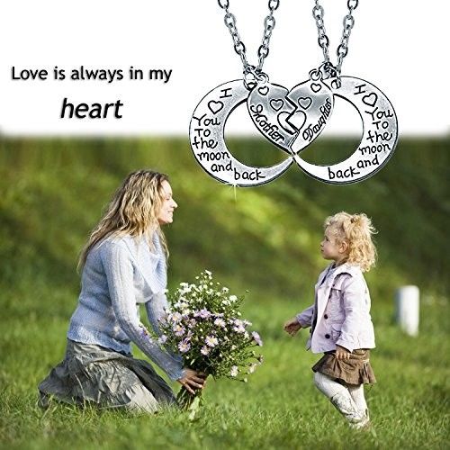 Mother Daughter Heart Silver Necklace 